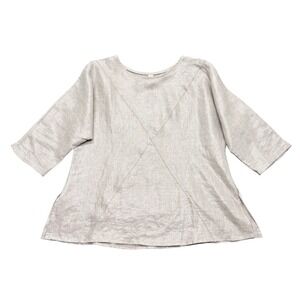 South Street Linen Womens Metallic Popover‎ Top Size 0 Lagenlook Artsy USA Made